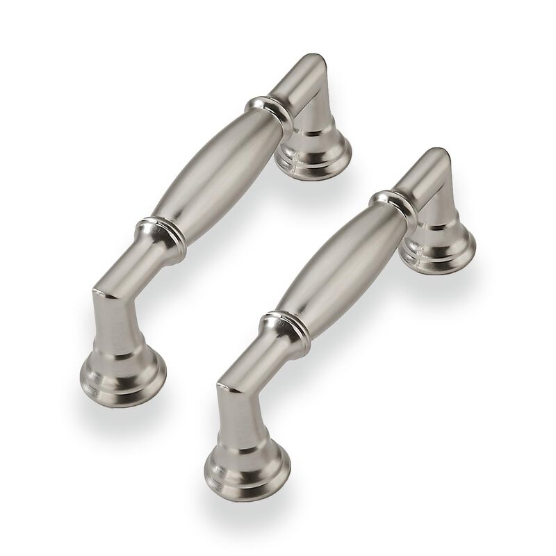 CABDM 2 Pack 3 Inch Hole Center Brushed Satin Nickel Cabinet Pulls Solid Cabinet Handles Solid Hardware Handle for cabinets Dres