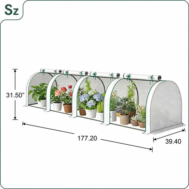 WOW PIONEER Wide Low Profile Portable Mini Greenhouse with Four Zipper Doors for Balcony Patio Outdoor Plant Growing and Gardening