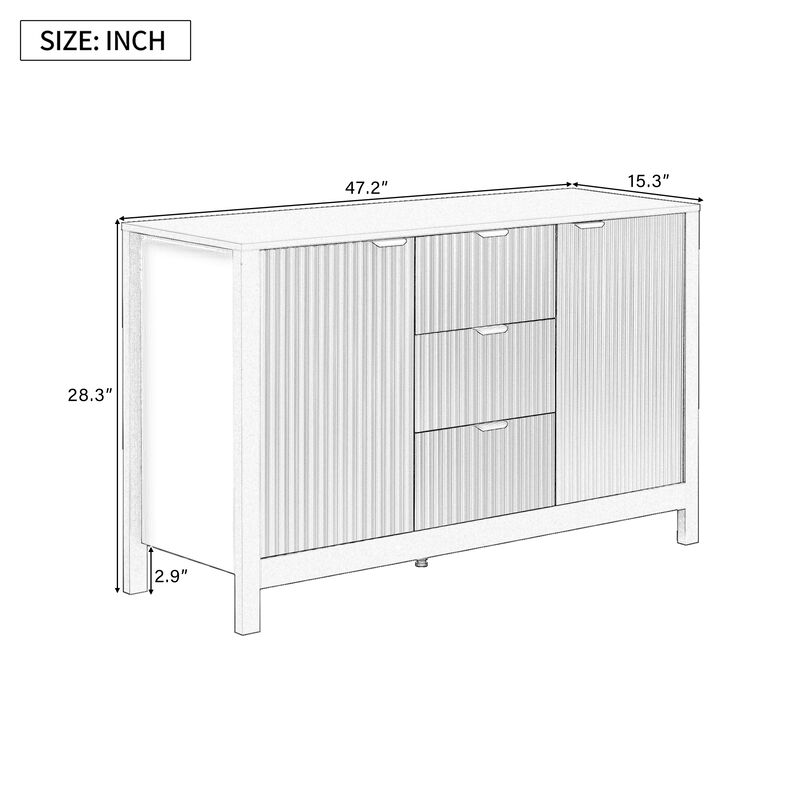 Merax U_STYLE Sideboard with Wave Design - 3 Adjustable Shelves