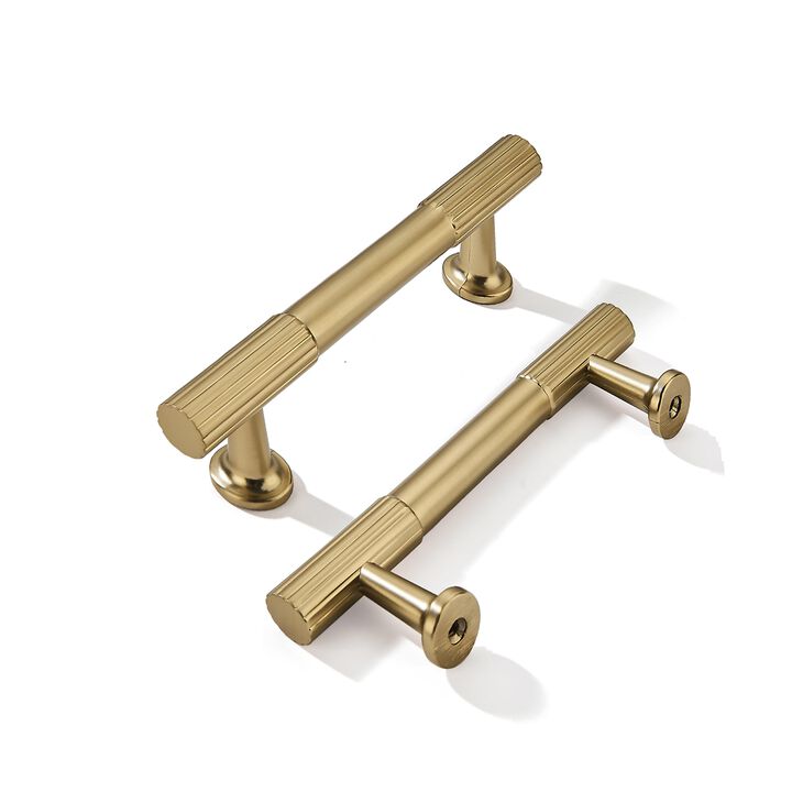 khtumeware 3-1/2 Inch(89mm) Hole Center 10-Pack Champagne Bronze Cabinet Pulls Heavy Duty Soild Satin Brass Kitchen Drawer Handl