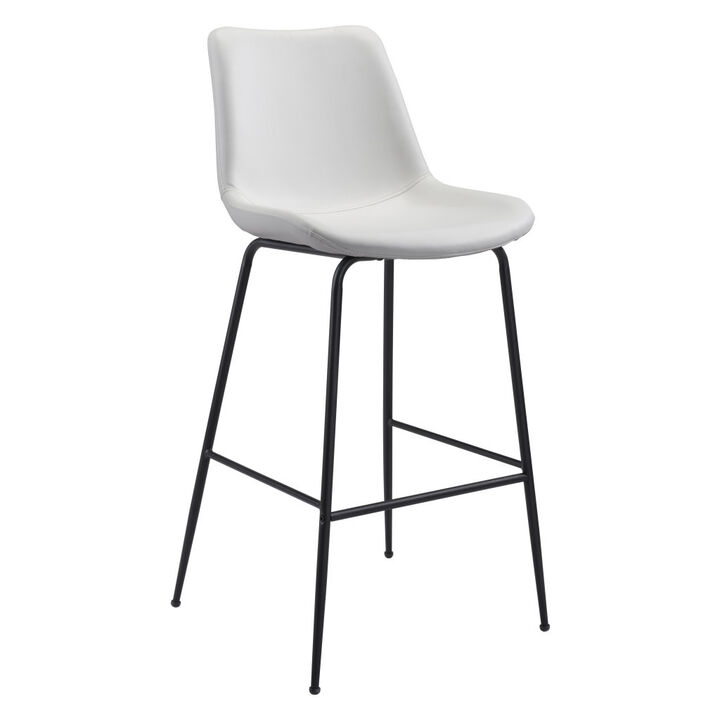Hivvago 31 Inch White And Black Steel Low Back Bar Height Bar Chair