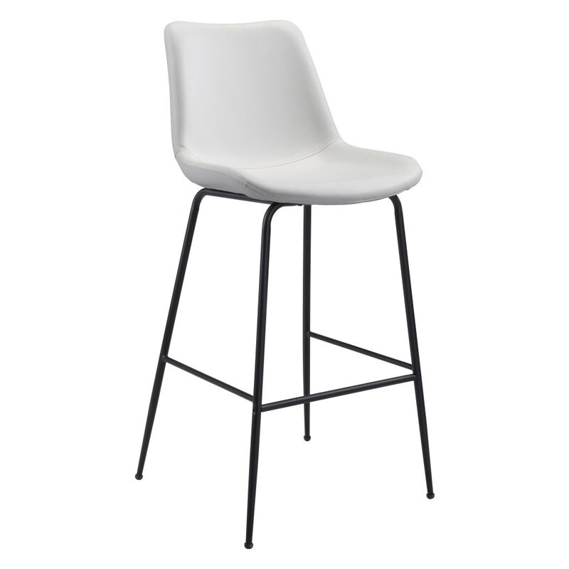 Hivvago 31 Inch White And Black Steel Low Back Bar Height Bar Chair
