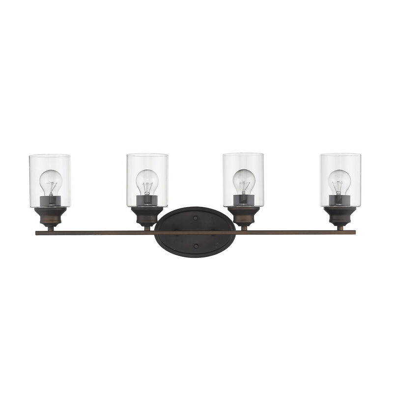 Hivvago Four Light Bronze Wall Light with Clear Glass Shade