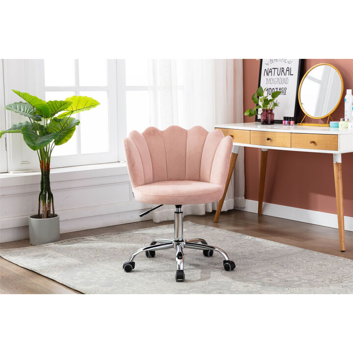 Swivel Shell Chair for Living Room/Bedroom, Modern Leisure office Chair Pink
