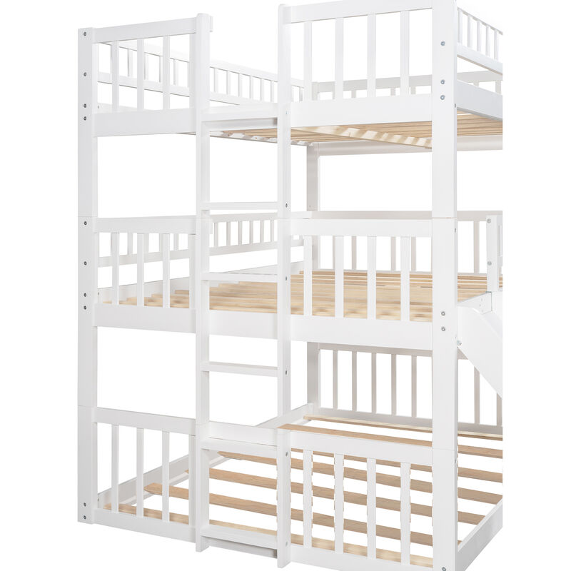 Merax Triple Bunk Bed with Guardrails