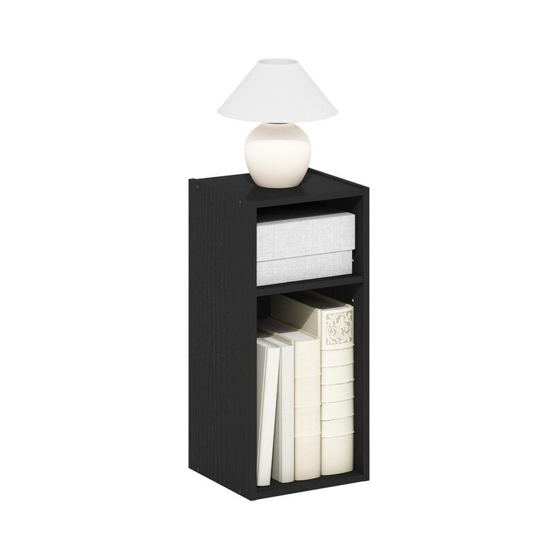 Fulda 2-Tier Space Saving Storage Shelf Bookcase, 10-Inch Width, Blackwood