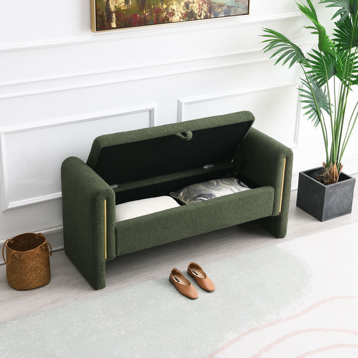Merax Modern Teddy Bench with Arms and Storage