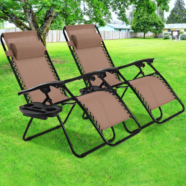 Hivvago 2 Pieces Folding Lounge Chair with Zero Gravity