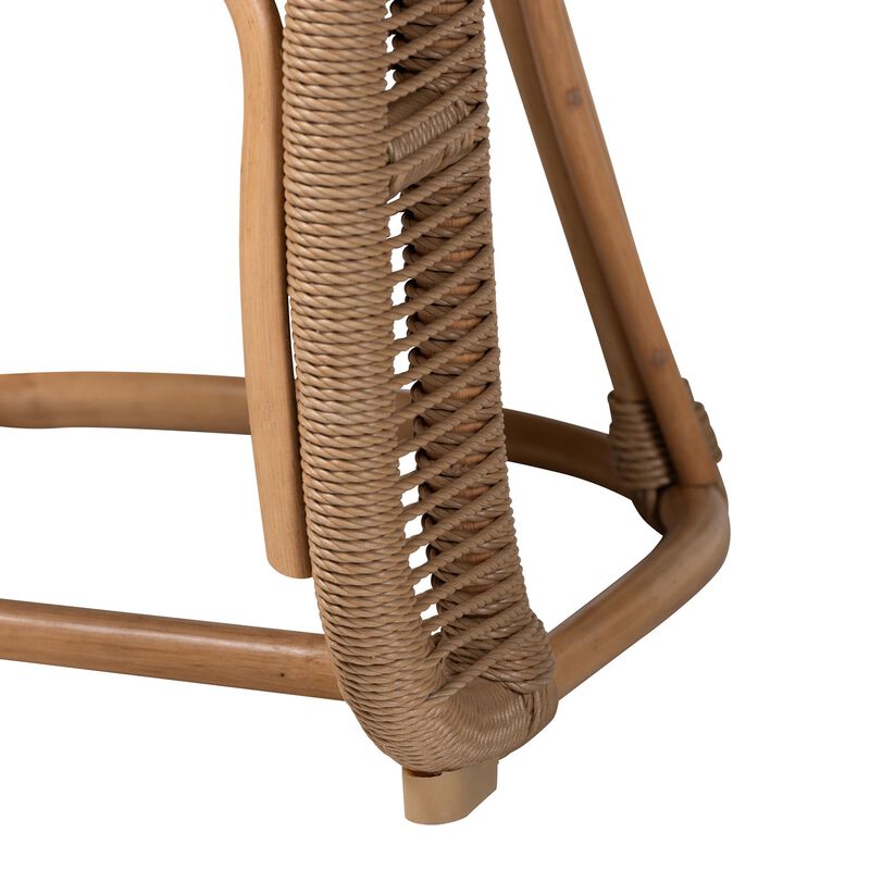 bali & pari Isra Natural Rattan Accent Chair with Handwoven Synthetic Wicker &ndash; Curved Barrel Back Lounge Chair for Coastal Living Spaces image number 5