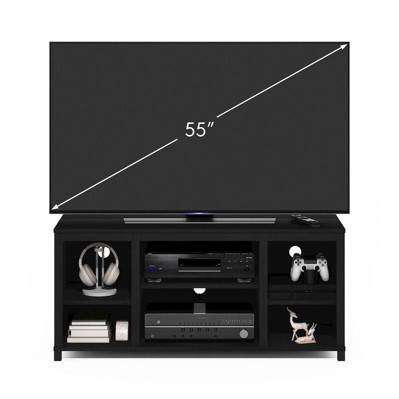 Classic TV Stand with Shelves for TV up to 55 Inch, Americano