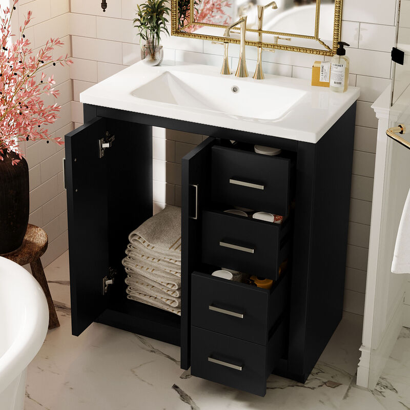 Merax Bathroom Vanity Cabinet with Undermount Ceramic Sink, 3 Drawers, Spacious Cabinet image number 4