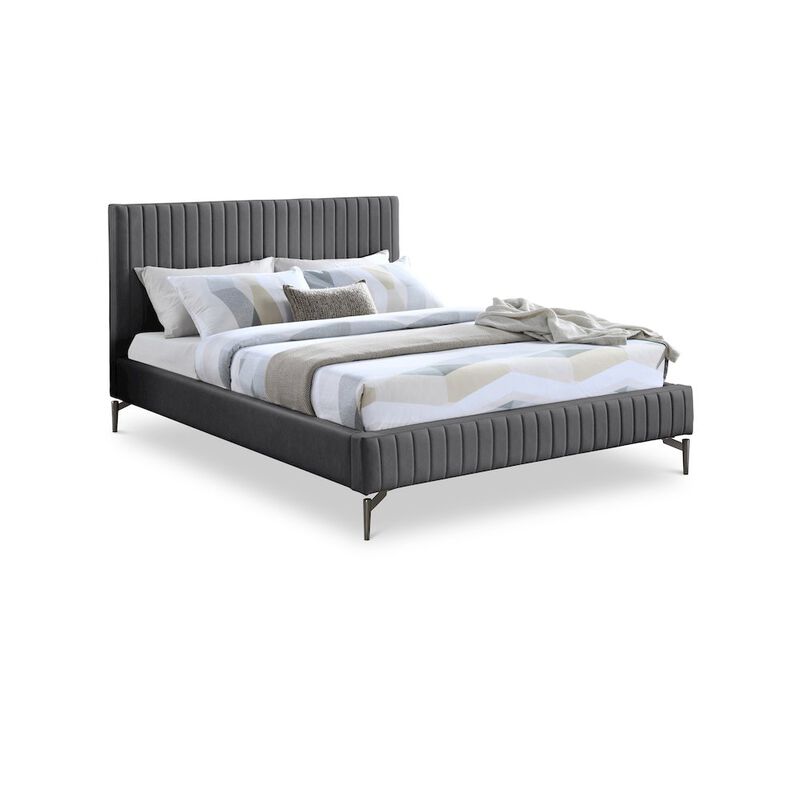 Meridian Furniture Gallo Dark Grey Vegan Leather Queen Bed