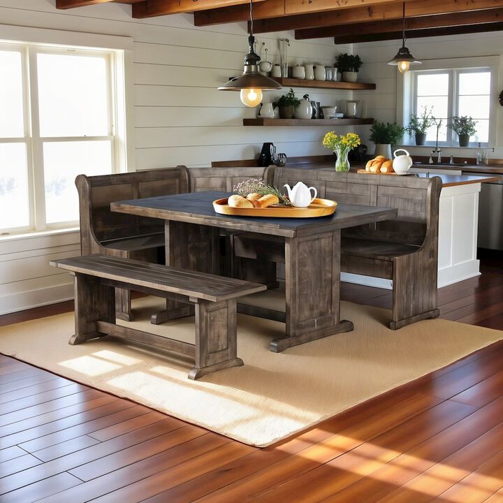 Starlight Canyon Home Brown Solid Wood Breakfast Nook, Corner Dining Table Set, Kitchen Nook Table Set