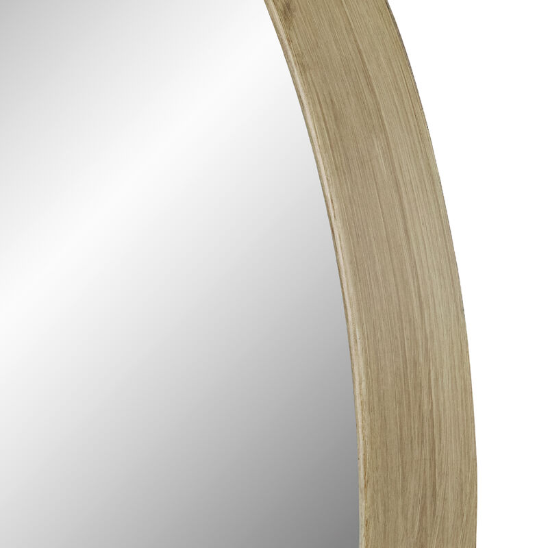 13" Gold Round Modern Wall Mirror with Woodgrain Finish