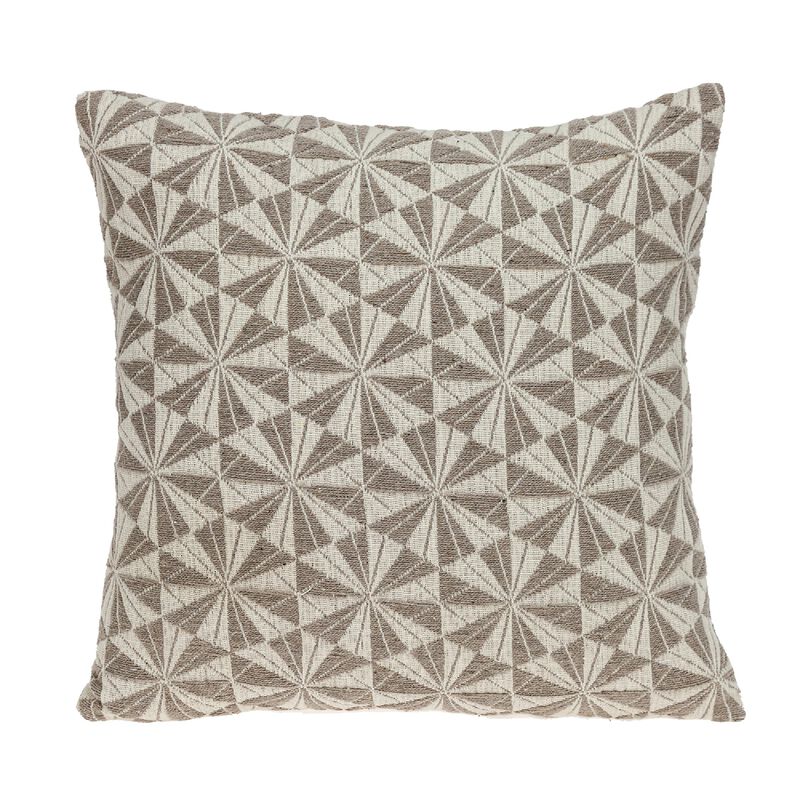 16" Beige Transitional Earth Toned Throw Pillow