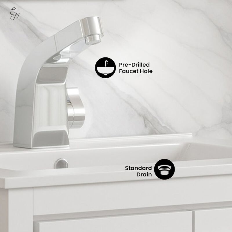 Virage 24" Freestanding Bathroom Vanity in White with Sink Top image number 2