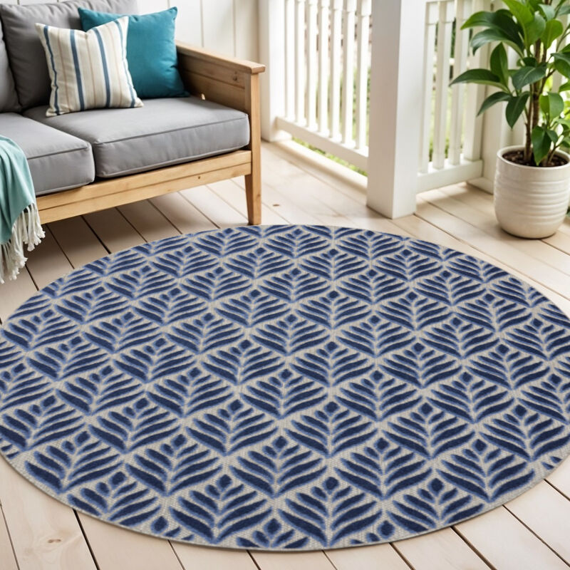 HomeRoots Round Floral Indoor Outdoor Area Rug image number 1