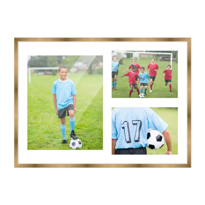 12x17 Wood Collage Frame with a White Mat for 8x10 & 5x7 Pictures