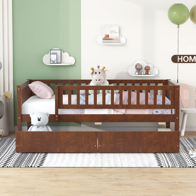 Whisen Twin Size Daybed Wood Bed with Two Drawers image number 8