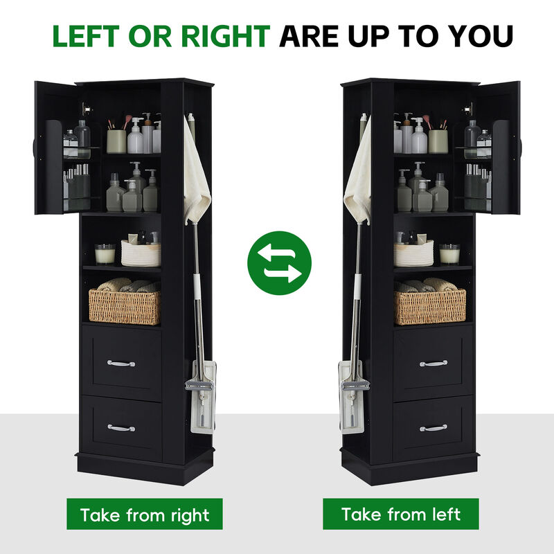 Merax Tall Bathroom Utility Cabinet with Reversible Sides, 2 Adjustable Shelves image number 8