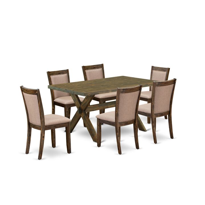 East West Furniture X776MZ716-7 7Pc Dining Set - Rectangular Table and 6 Parson Chairs - Multi-Color Color