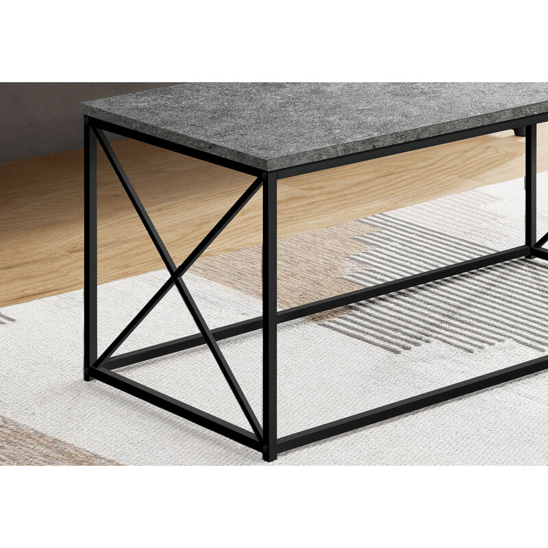Monarch Specialties I 3785 Coffee Table, Accent, Cocktail, Rectangular, Living Room, 40"L, Metal, Laminate, Grey, Black, Contemporary, Modern