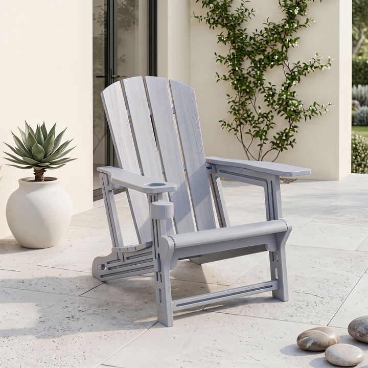 Weather-Resistant HDPE Adirondack Chairs Realistic Wood Look for Lawn and Garden