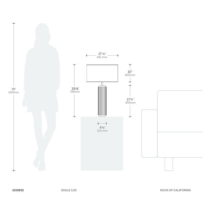 NOVA OF CALIFORNIA Tambo Table Lamp - Natural Ash Wood & Weathered Brass, White Linen Shade