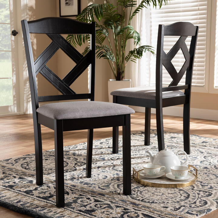 Baxton Studio Ruth Modern Grey Fabric Upholstered Dining Chairs Set of 2