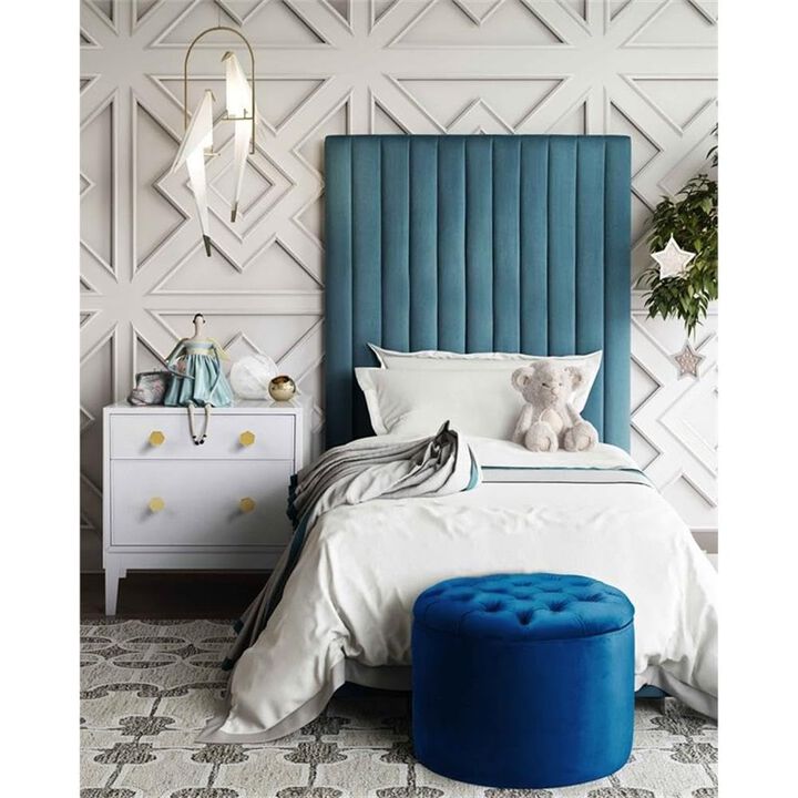 Tov Furniture Queen Navy Velvet Storage Ottoman