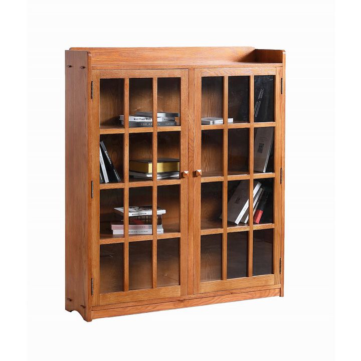 Crafters and Weavers Mission Oak 2 Door Bookcase with Glass Doors