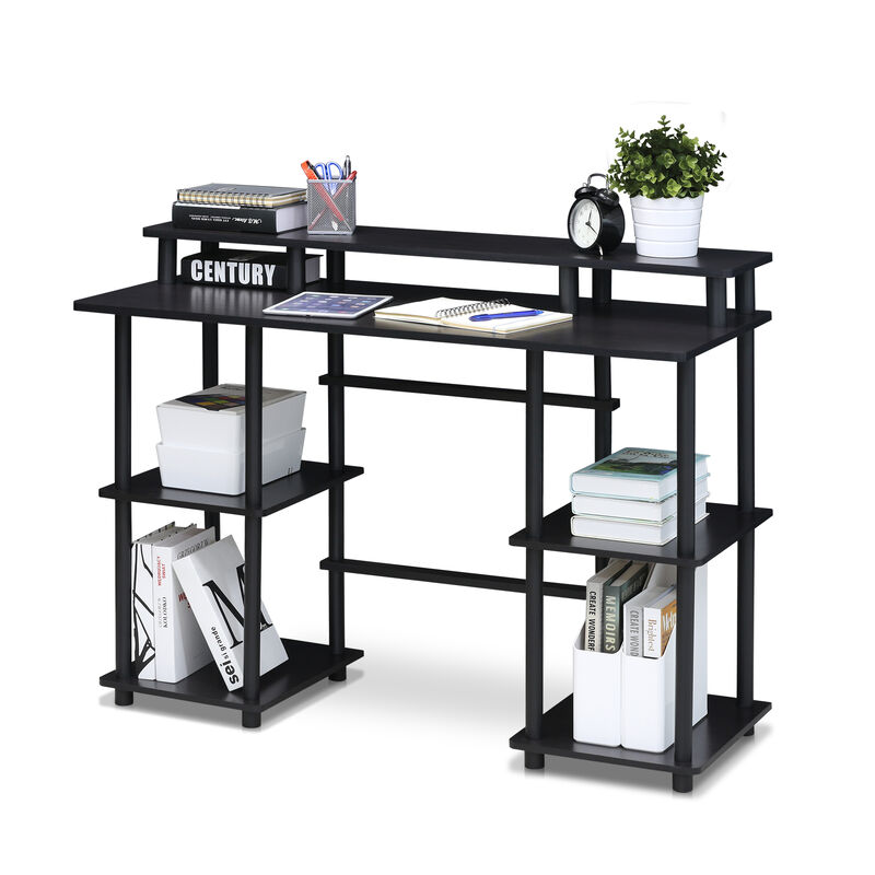 Furinno Furinno Turn-N-Tube Computer Desk with Top Shelf, Espresso/Black 17045EX/BK