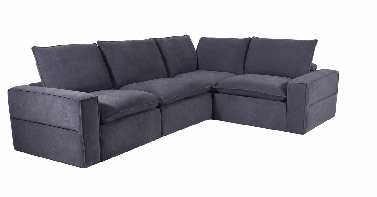 Warner Stationary 4pc Sectional in Zinc