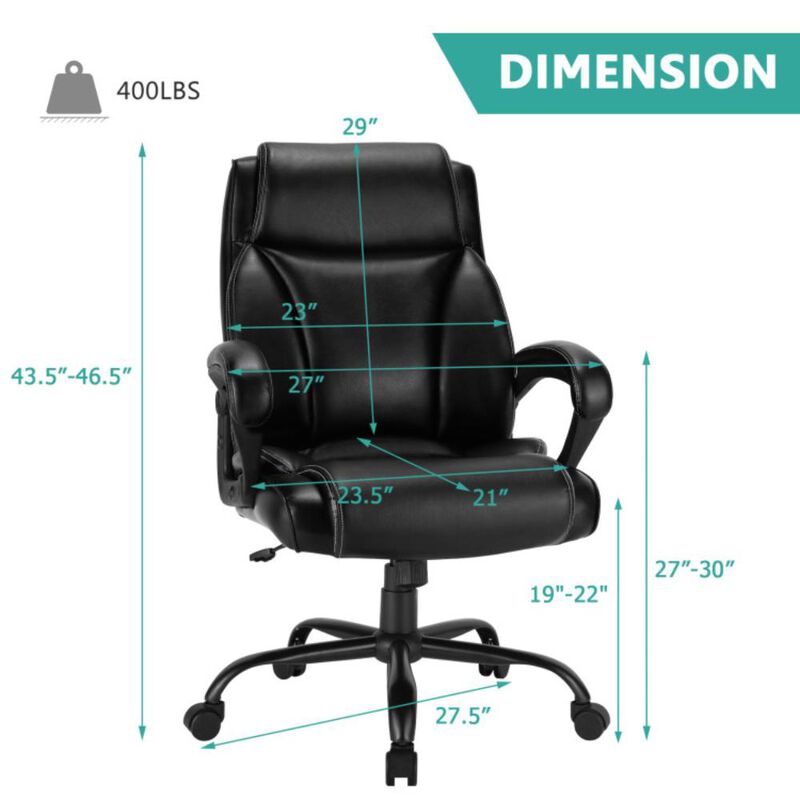 Hivvago 400 Pounds Big and Tall Adjustable High Back Leather Office Chair