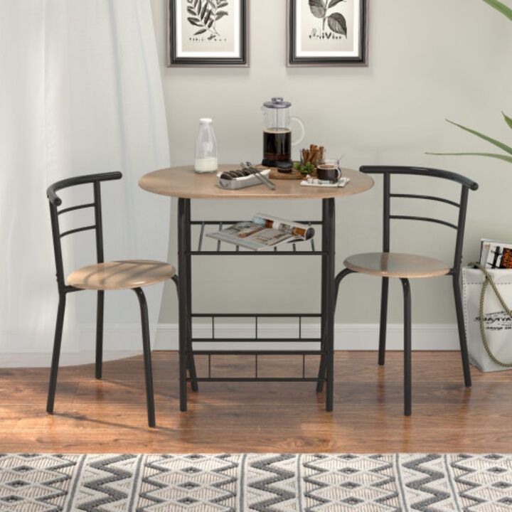 3 pcs Home Kitchen Bistro Pub Dining Table 2 Chairs Set