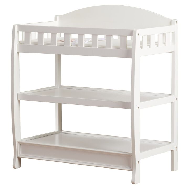 Wood Frame Baby Changing Table with Safety Features &ndash; Pad & Strap Included