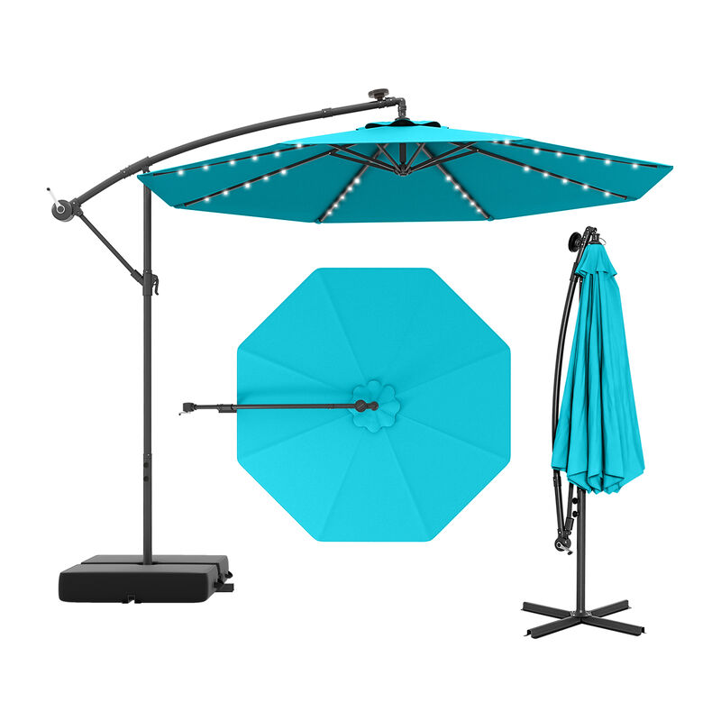 Patio Umbrella Offset Cantilever Umbrella with 40 Solar Powered Lights