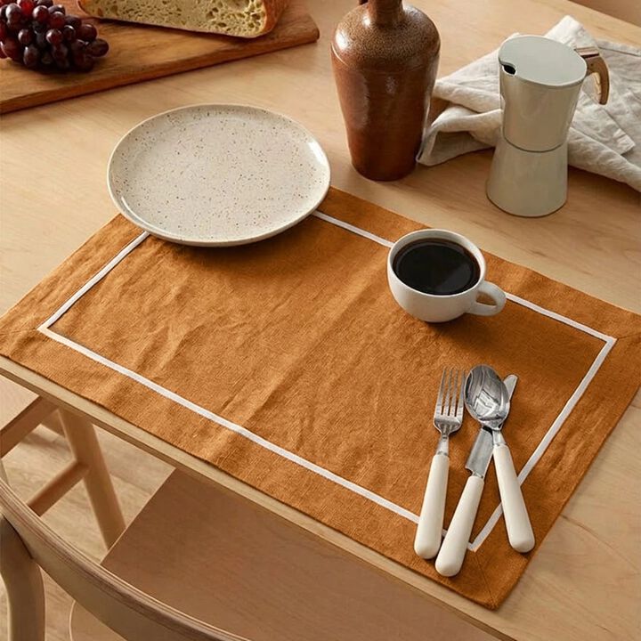 Linen Placemats Set of 4 for Dining Table Decor, 14 x 19 Inch - Kensington