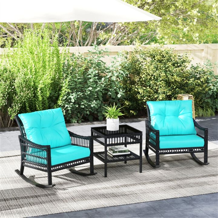 Outdoor Rattan Rocking Chair with Coffe Table Outdoor Seating