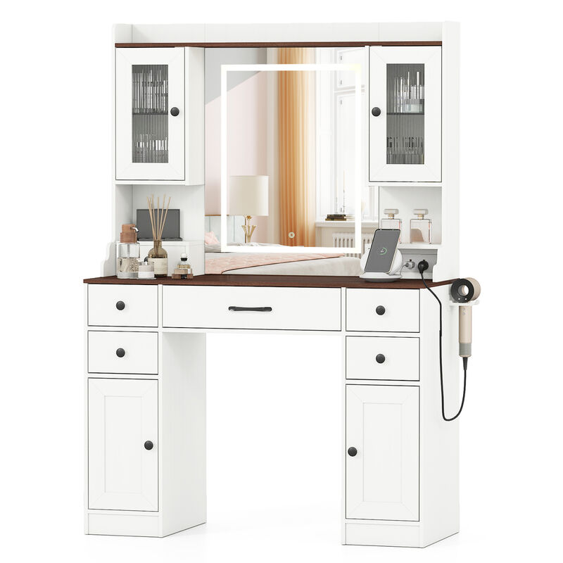 Vanity Dressing Table with Power Outlets and 3 Color Lighting Modes image number 3