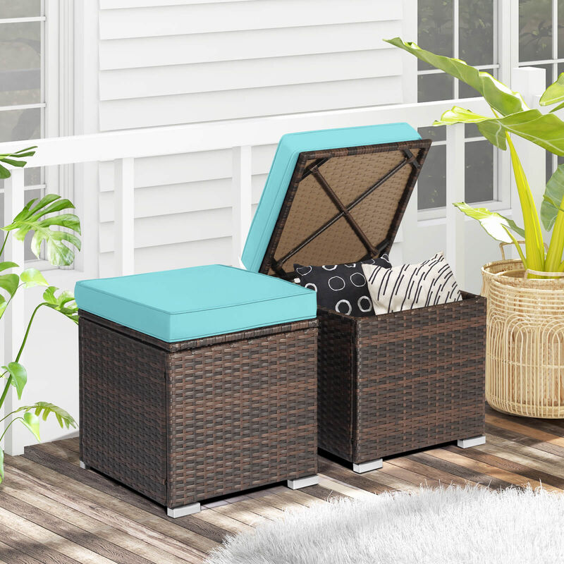 2 Pieces Patio Ottoman with Removable Cushions image number 2