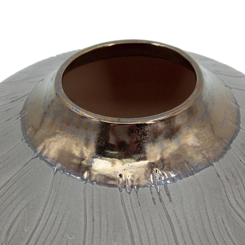 HomeRoots 7" Bronze And Gray Ceramic Round Table Vase image number 4