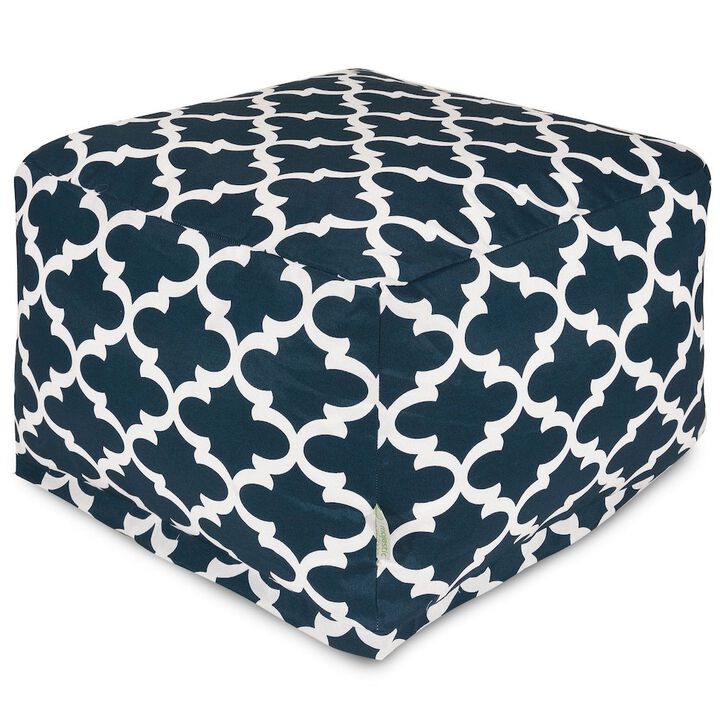 Majestic Home Goods Ottoman Pouf Trellis Navy