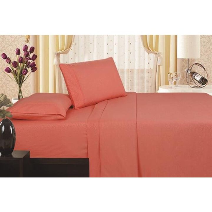 Plazatex Vine Print 90GSM Brushed Microfiber Soft Wrinkle Free Sheet Set - Twin 39x75", Orange