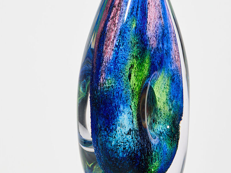 Hand Blown Abstract Hollow Tear Drop Sommerso Art Glass Sculpture