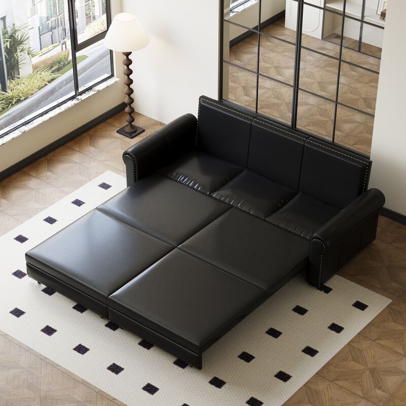 Merax 3-in-1 Faux Leather Convertible Sleeper Sofa
