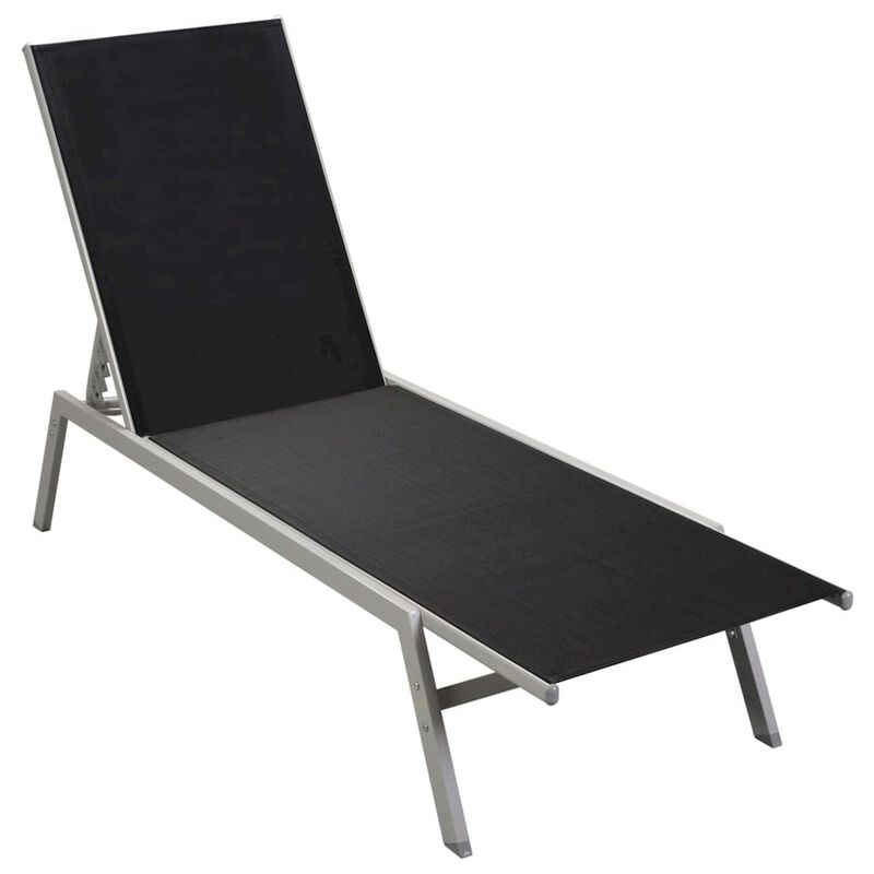 Sun Lounger Black and Silver Steel and Textilene Standard