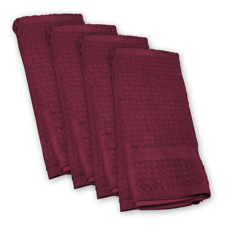 Set of 4 Red Traditional Dish Towels 26"