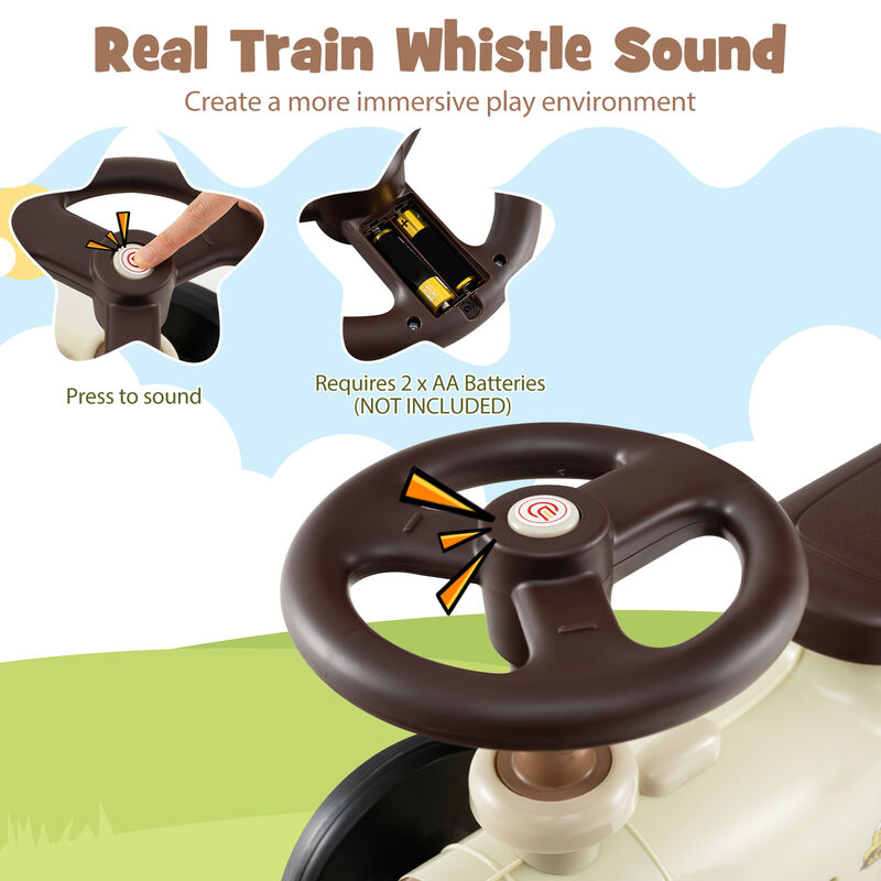 Toddler Ride-On Toy with Steering Wheel and Push-Button Train Whistle image number 3