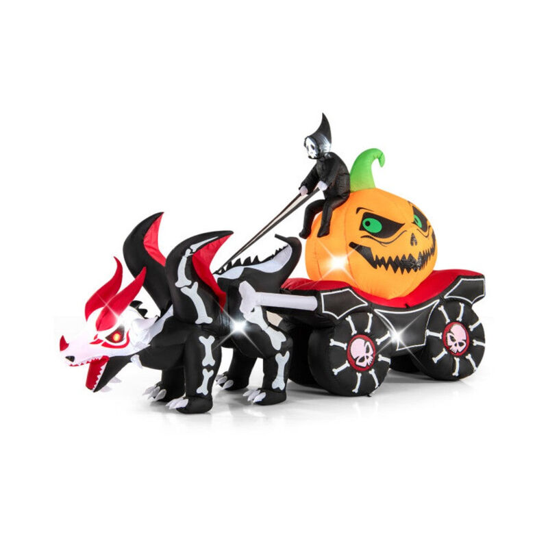 Halloween Inflatable LED Lighted Carriage Ghost Carriage with Skeleton Dragon and Pumpkin image number 0